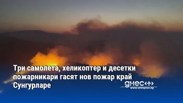 Три самолета, хеликоптер и десетки пожарникари гасят нов пожар край Сунгурларе