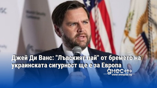 Джей Ди Ванс: "Лъвският пай" от бремето на украинската сигурност ще е за Европа