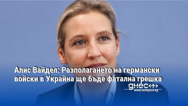 Алис Вайдел: Разполагането на германски войски в Украйна ще бъде фатална грешка