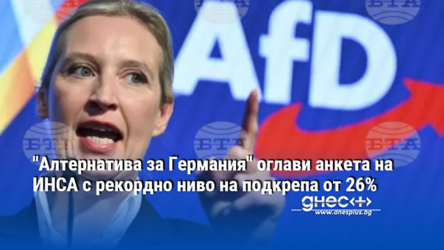 "Алтернатива за Германия" оглави анкета на ИНСА с рекордно ниво на подкрепа от 26%