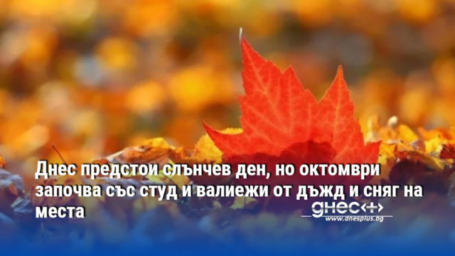 Днес предстои слънчев ден, но октомври започва със студ и валиежи от дъжд и сняг на места