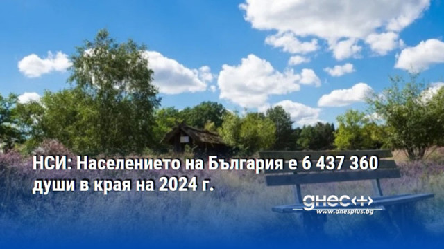 НСИ: Населението на България е 6 437 360 души в края на 2024 г.