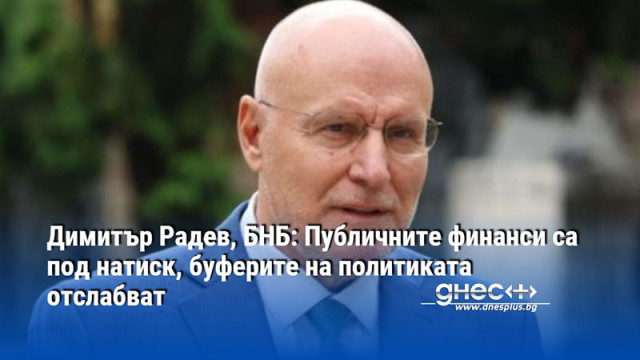 Димитър Радев, БНБ: Публичните финанси са под натиск, буферите на политиката отслабват