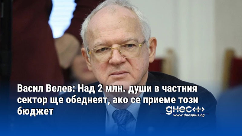 Васил Велев: Над 2 млн. души в частния сектор ще обеднеят, ако се приеме този бюджет