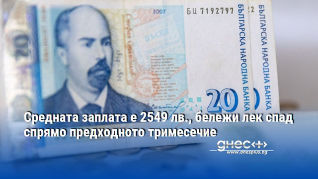 Средната заплата е 2549 лв., бележи лек спад спрямо предходното тримесечие
