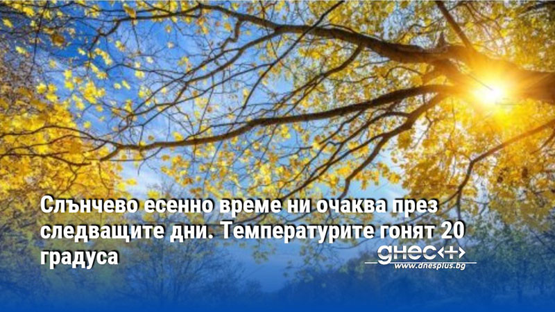 Слънчево есенно време ни очаква през следващите дни. Температурите гонят 20 градуса