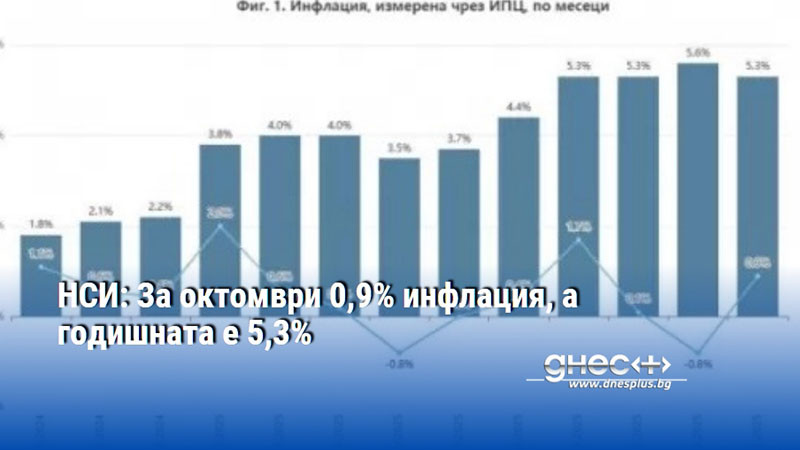 НСИ: За октомври 0,9% инфлация, а годишната е 5,3%