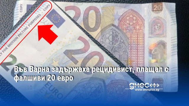 Във Варна задържаха рецидивист, плащал с фалшиви 20 евро