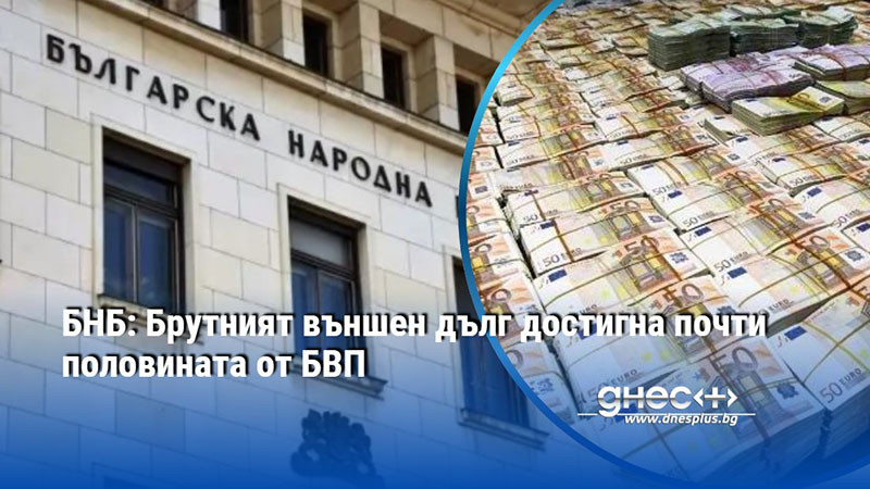 БНБ: Брутният външен дълг достигна почти половината от БВП