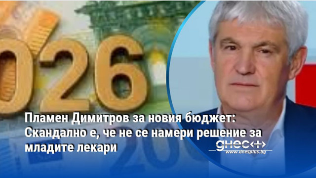 Пламен Димитров за новия бюджет: Скандално е, че не се намери решение за младите лекари