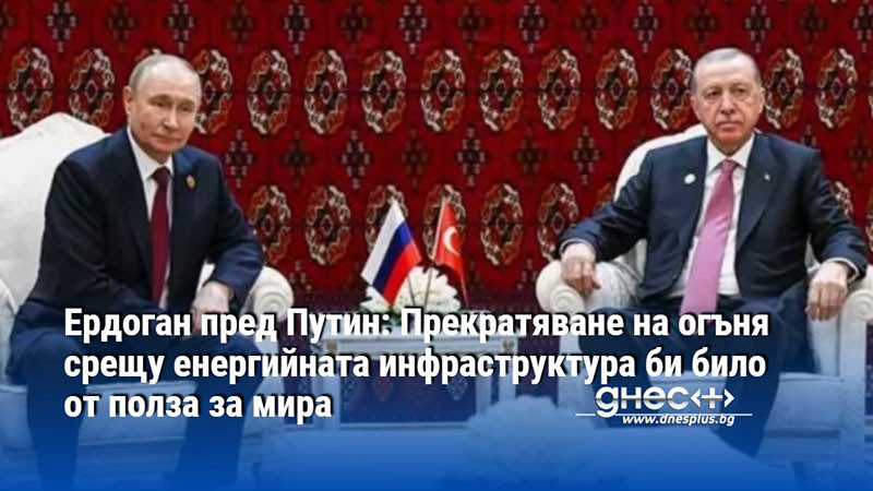 Ердоган пред Путин: Прекратяване на огъня срещу енергийната инфраструктура би било от полза за мира