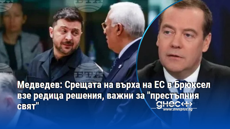 Медведев: Срещата на върха на ЕС в Брюксел взе редица решения, важни за "престъпния свят"