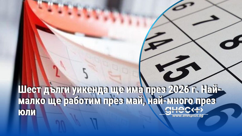 Шест дълги уикенда ще има през 2026 г. Най-малко ще работим през май, най-много през юли