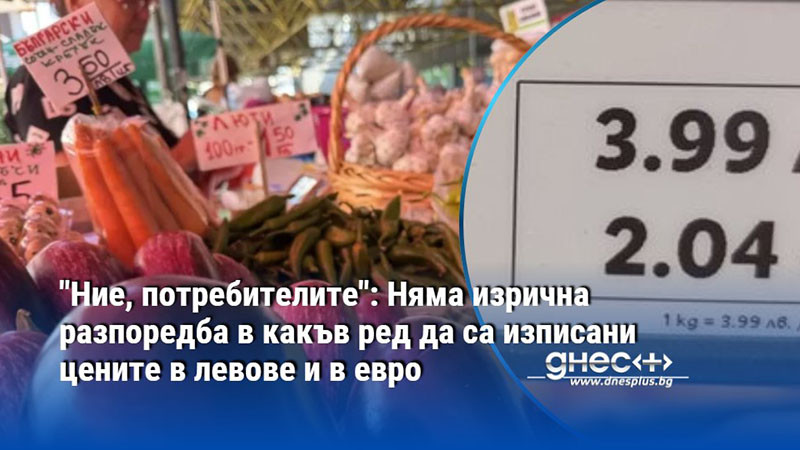 "Ние, потребителите": Няма изрична разпоредба в какъв ред да са изписани цените в левове и в евро