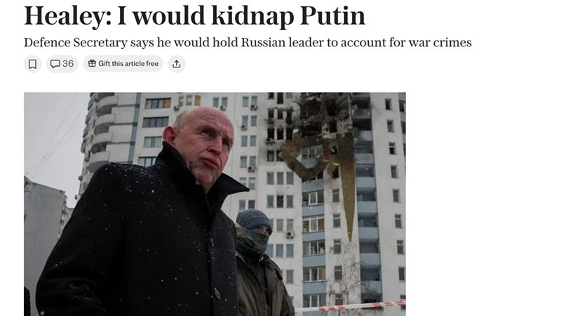 Британският министър на отбраната: Бих отвлякъл Путин