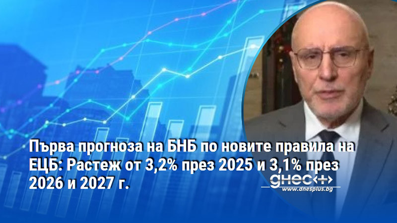 Първа прогноза на БНБ по новите правила на ЕЦБ: Растеж от 3,2% през 2025 и 3,1% през 2026 и 2027 г.