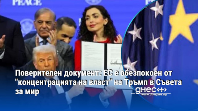 Поверителен документ: ЕС е обезпокоен от "концентрацията на власт" на Тръмп в Съвета за мир