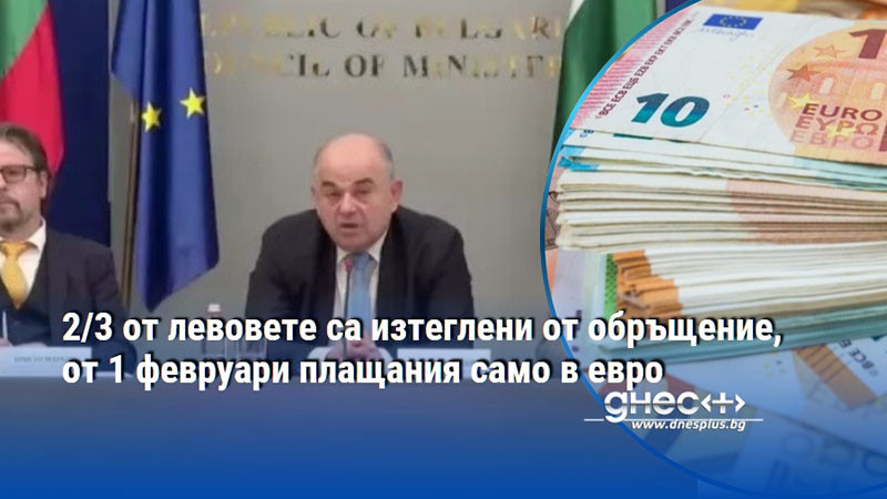 2/3 от левовете са изтеглени от обръщение, от 1 февруари плащания само в евро
