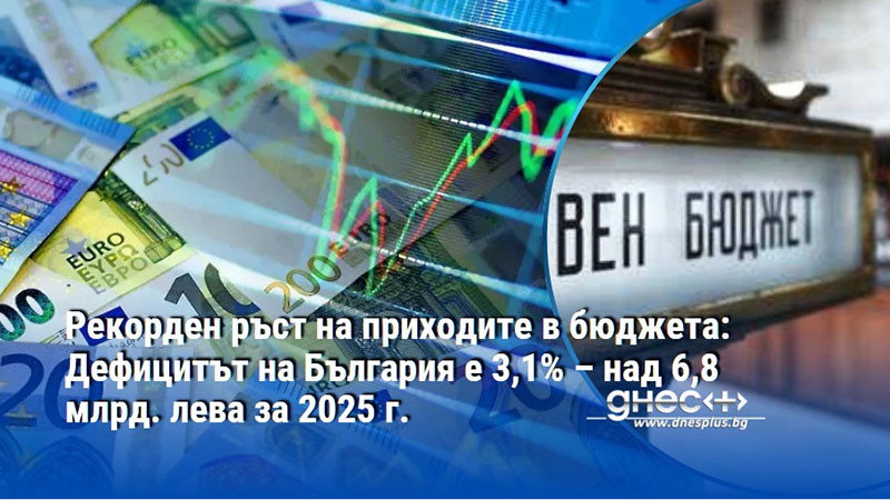 Рекорден ръст на приходите в бюджета: Дефицитът на България е 3,1% – над 6,8 млрд. лева за 2025 г.
