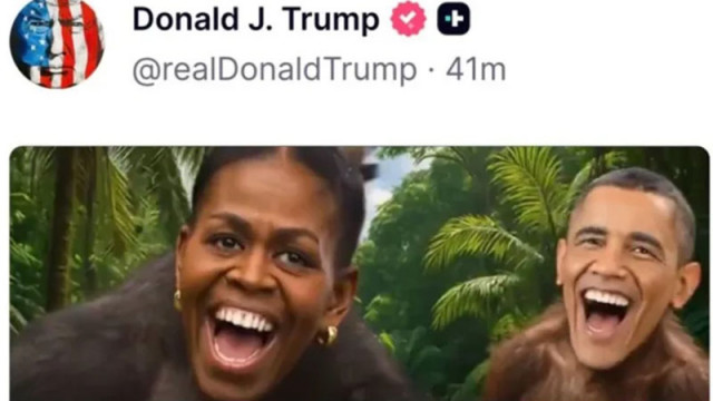 Президентът на САЩ Доналд Тръмп сподели публикация с расистко видео