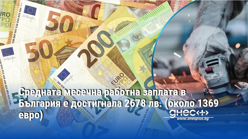 Средната месечна работна заплата в България е достигнала 2678 лв. (около 1369 евро)
