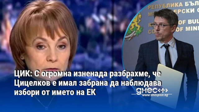 ЦИК: С огромна изненада разбрахме, че Цицелков е имал забрана да наблюдава избори от името на ЕК