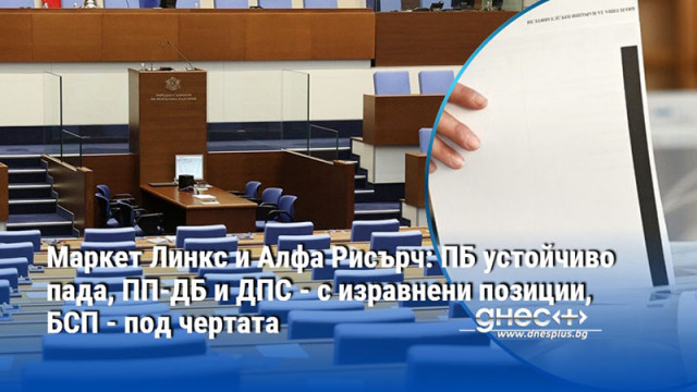 Маркет Линкс и Алфа Рисърч: ПБ устойчиво пада, ПП-ДБ и ДПС - с изравнени позиции, БСП - под чертата