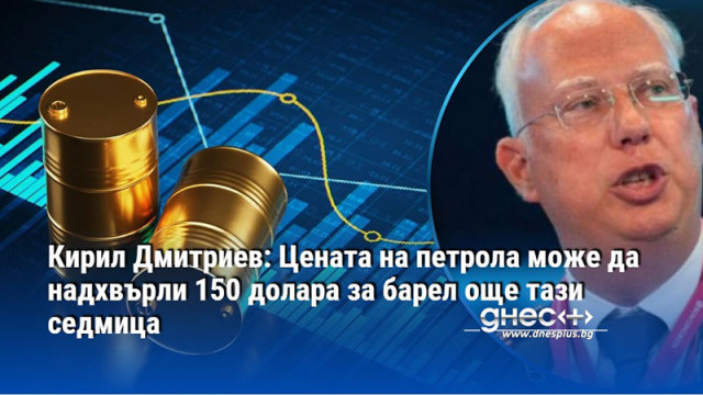 Кирил Дмитриев: Цената на петрола може да надхвърли 150 долара за барел още тази седмица