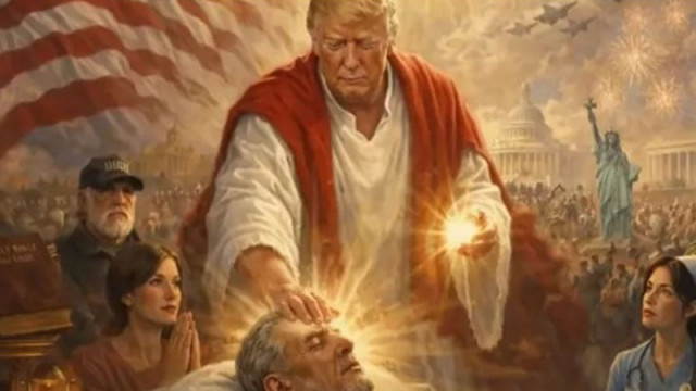 Тръмп публикува своя картина като Исус Христос, лекуващ болни