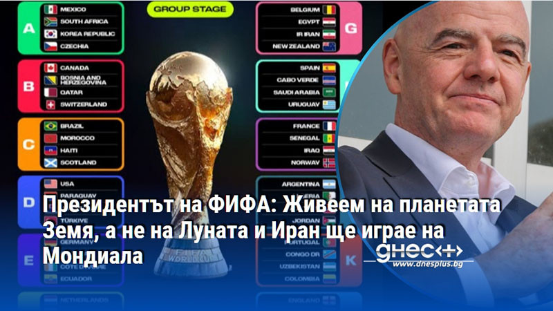 Президентът на ФИФА: Живеем на планетата Земя, а не на Луната и Иран ще играе на Мондиала