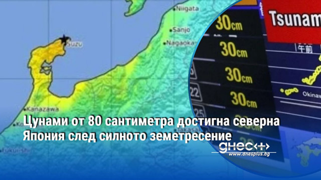 Цунами от 80 сантиметра достигна северна Япония след силното земетресение