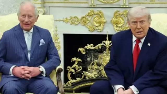 Шегобийци в Белия дом: Чарлз III и Тръмп разменят шег за френския и демократите