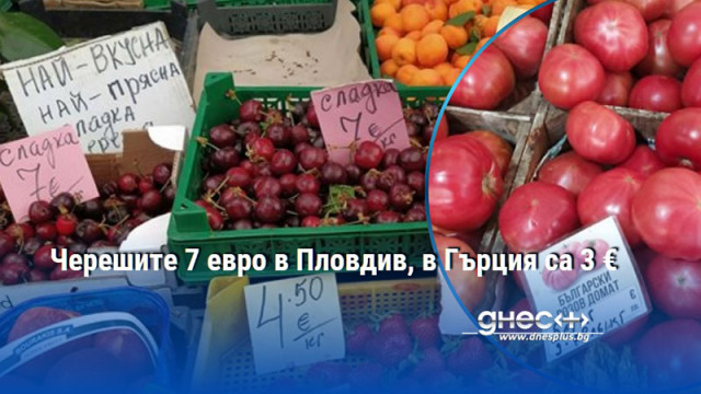 Черешите 7 евро в Пловдив, в Гърция са 3 €