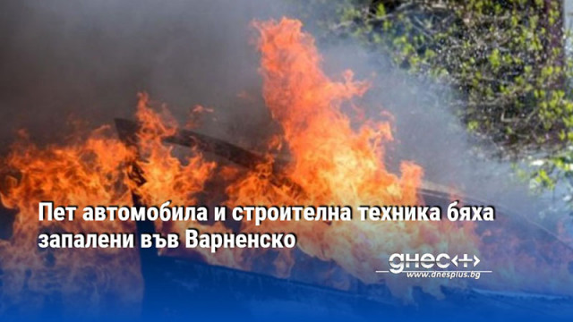Пет автомобила и строителна техника бяха запалени във Варненско