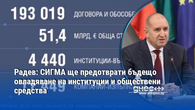 Радев: СИГМА ще предотврати бъдещо овладяване на институции и обществени средства