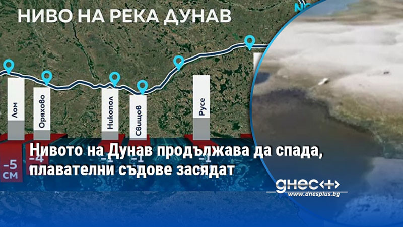 Нивото на Дунав продължава да спада, плавателни съдове засядат