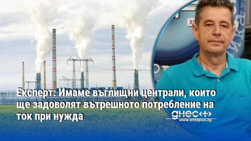 Експерт: Имаме въглищни централи, които ще задоволят вътрешното потребление на ток при нужда