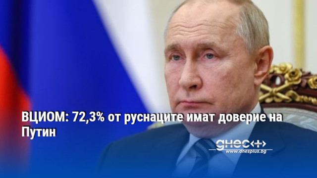 ВЦИОМ: 72,3% от руснаците имат доверие на Путин