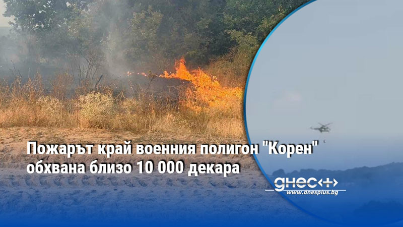 Пожарът край военния полигон "Корен" обхвана близо 10 000 декара