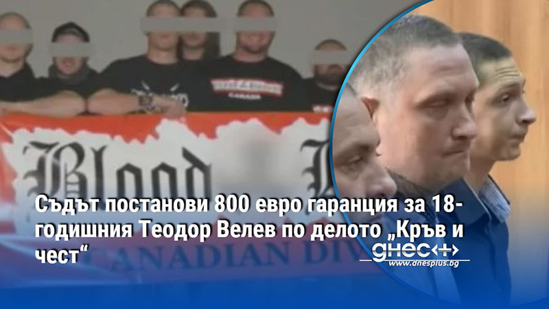 Съдът постанови 800 евро гаранция за 18-годишния Теодор Велев по делото „Кръв и чест“