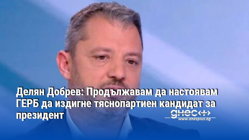 Делян Добрев: Продължавам да настоявам ГЕРБ да издигне тяснопартиен кандидат за президент