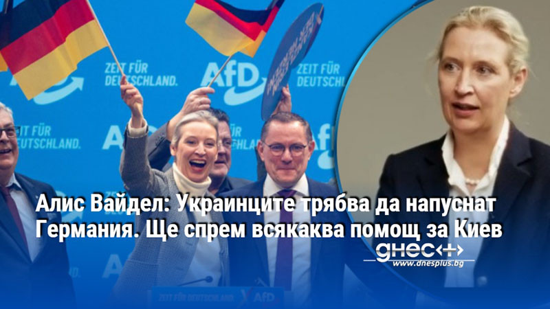 Алис Вайдел: Украинците трябва да напуснат Германия. Ще спрем всякаква помощ за Киев