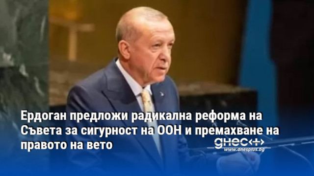 Ердоган предложи радикална реформа на Съвета за сигурност на ООН и премахване на правото на вето
