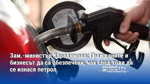 Зам.-министър Карадимова: Гражданите и бизнесът да са обезпечени, чак след това да се изнася петрол