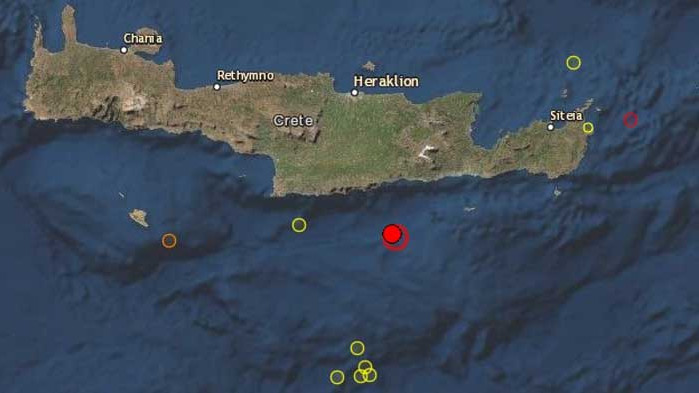 Земетресение от 5,7 по Рихтер е регистрирано на о. Крит