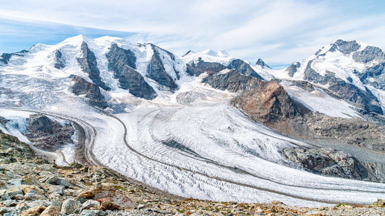 Рекордно малко сняг върху най-големия ледник в Алпите