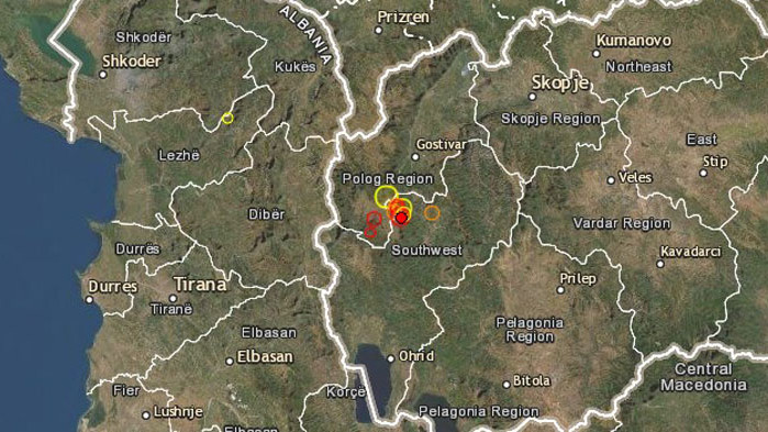 Поредица от силни земетресения в неделя вечерта стреснаха Македония. Два