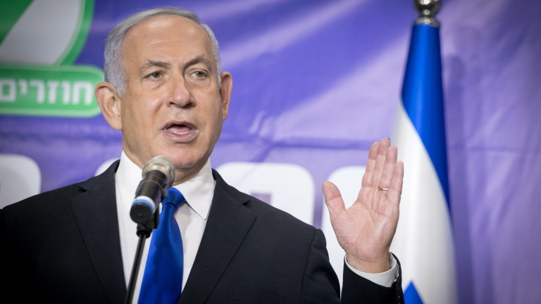 Израелският министър-председател и лидер на партия Ликуд Бенямин Нетаняху практически няма